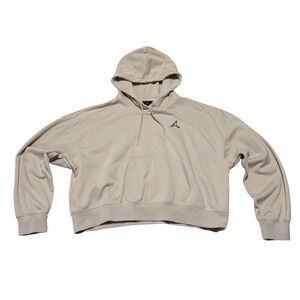 Air Jordan Women's Cropped Pullover Drawstring Hoodie Beige Size Large 16x21.5